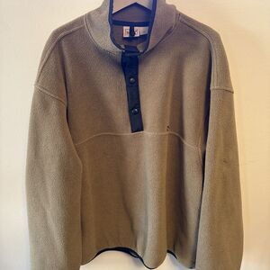 Woolrich Men’s Fleece 1/4 Snap Polartec Fleece XL Olive Green & Black Trim